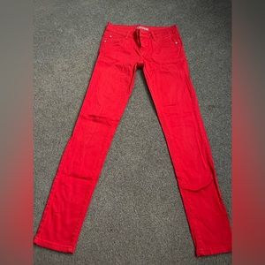 Red skinny jeans